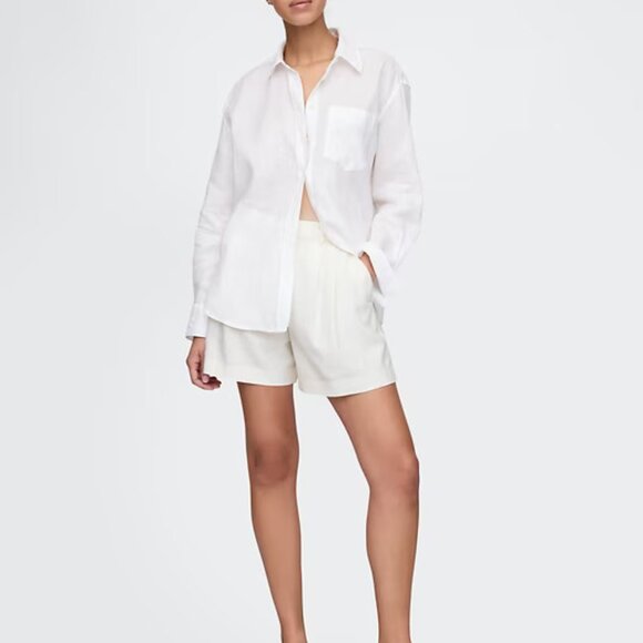 365 High Rise Linen-Blend Shorts | New Off White | Size 4 | NWT | GAP - Picture 4 of 6